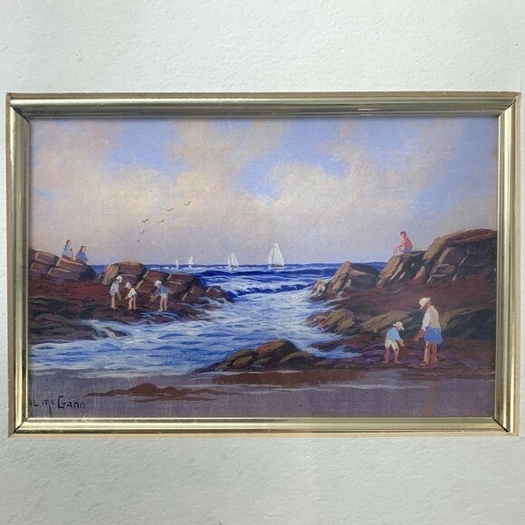RARE Val McGann Signed Paintings The Red Buoy & On The Rocks Artist Framed - Picture 2 of 11
